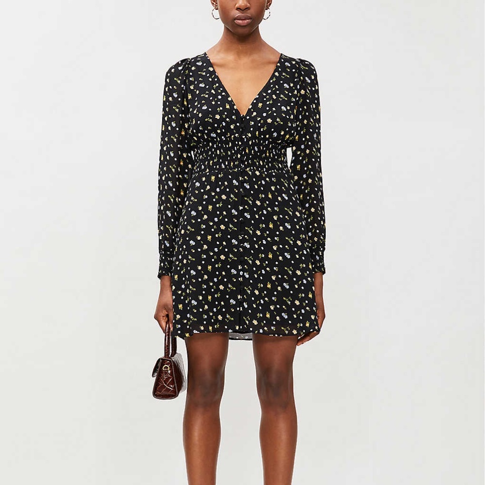 Reformation Alani Floral-print Crepe Mini Dress In Posie - Size 2